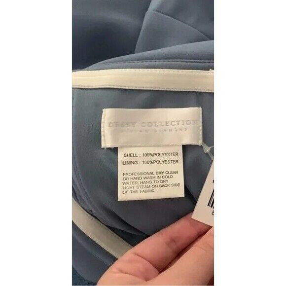 NWT Dessy Collection V Neck Off The Shoulder Trumpet Gown Dress 14 Larkspur Blue - Picture 9 of 15